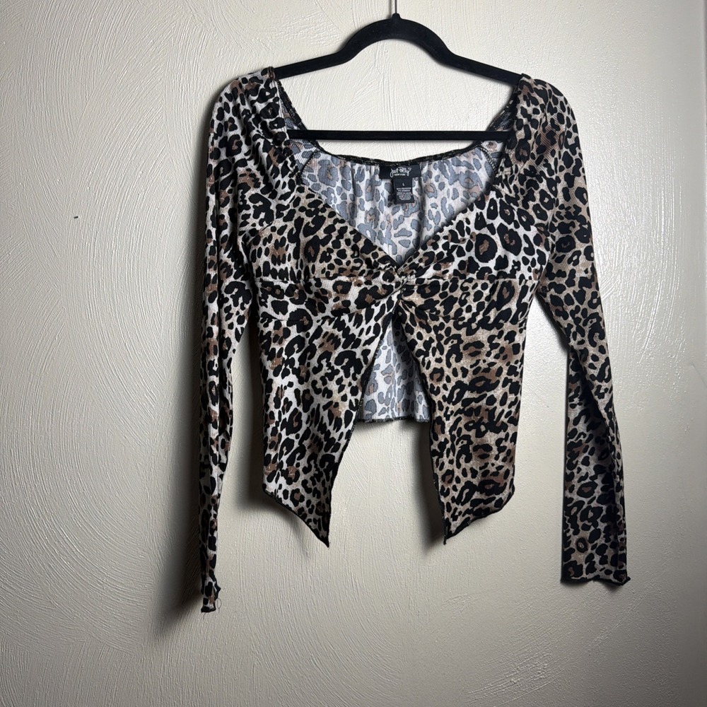 Just Polly Cheetah/Lepord Print Top Size Large Dark Academia Gothic